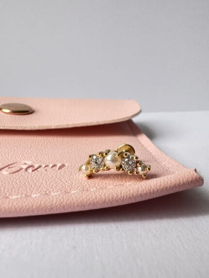 Pearl studded climber flat back earring
